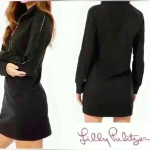 Lilly Pulitzer black pull over sweater dress  size xs. So comfortable on. 🍓♥️🌹